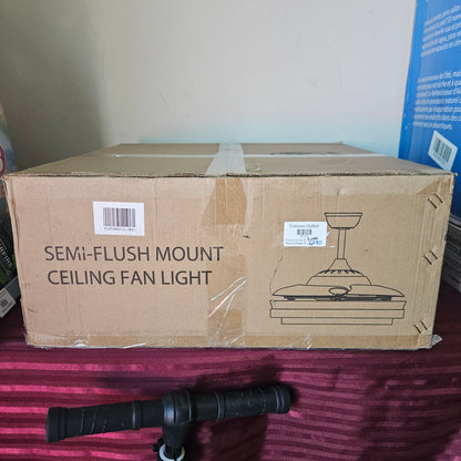 Ventilador de techo LED de 42" con aspas retráctiles y control remoto (Nuevo, caja abierta)