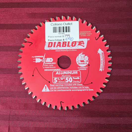 Disco 5 1/2" de corte para aluminio con 50 dientes para sierra - Diablo (Nuevo, sin empaque)