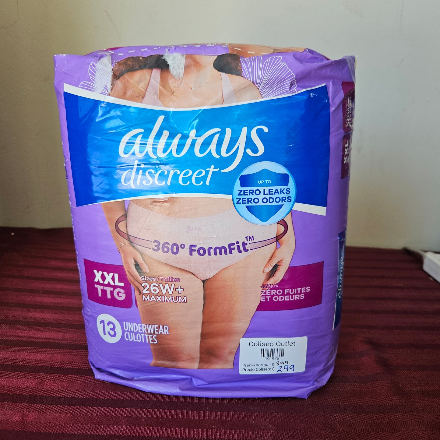 Pañal para mujer tipo ropa interior 13 piezas talla XXL - Always Discreet (Nuevo)