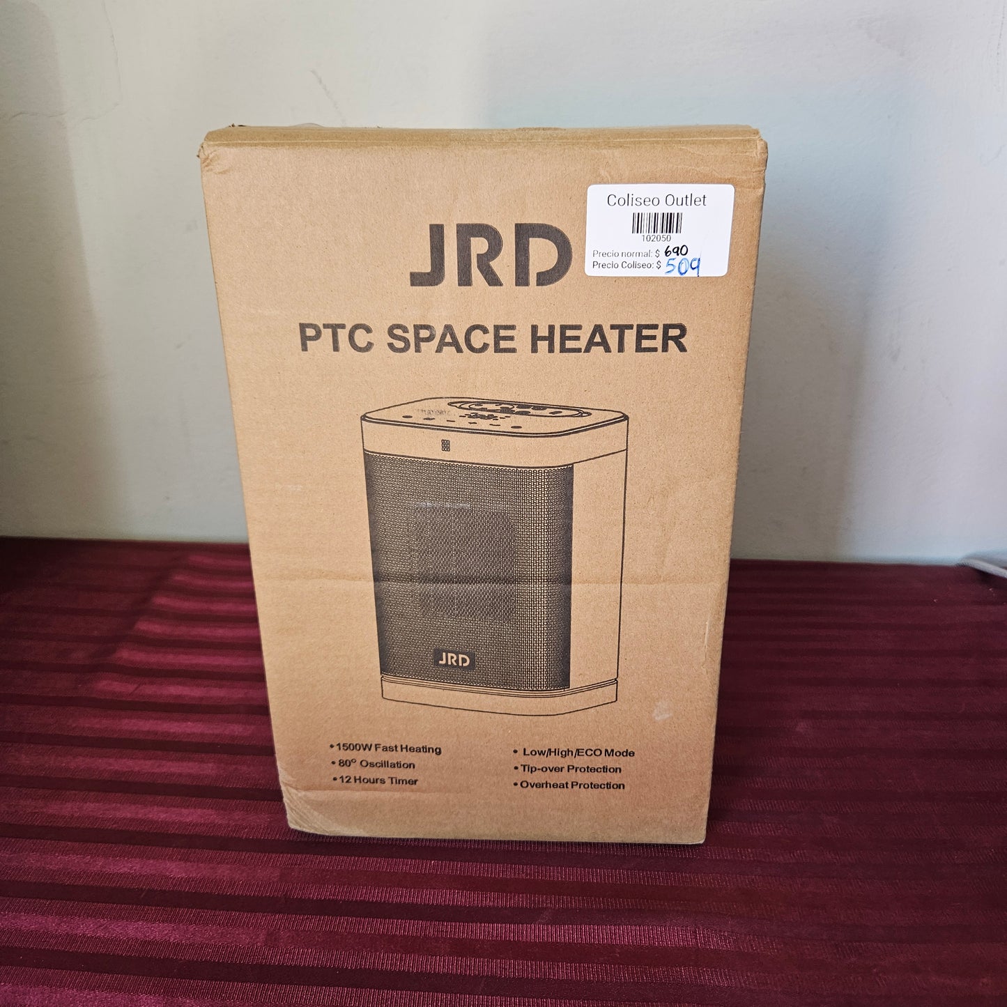 Calefactor eléctrico digital de cerámica portátil PTC oscilante - JRD (Nuevo, caja abierta)
