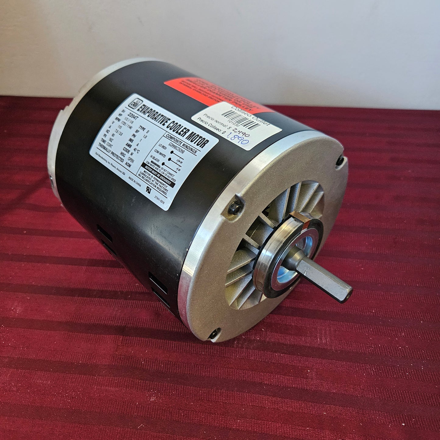 Motor para cooler 1/2 HP de 2 velocidades - Dial Mfg (Nuevo)