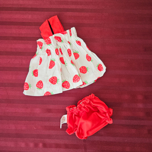 Traje de fresas para muñeca bebé reborn (Nuevo)