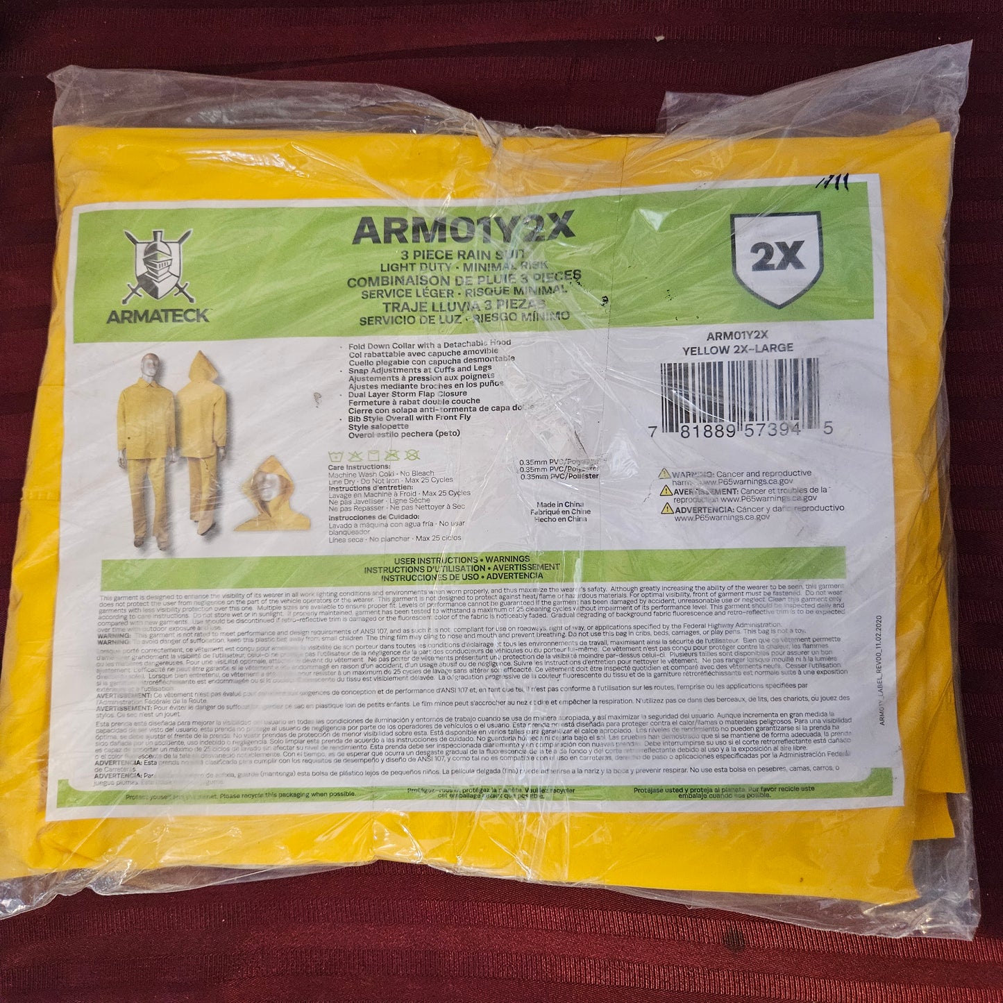 Impermeable de 3 piezas talla 2XL - Armateck (Nuevo)