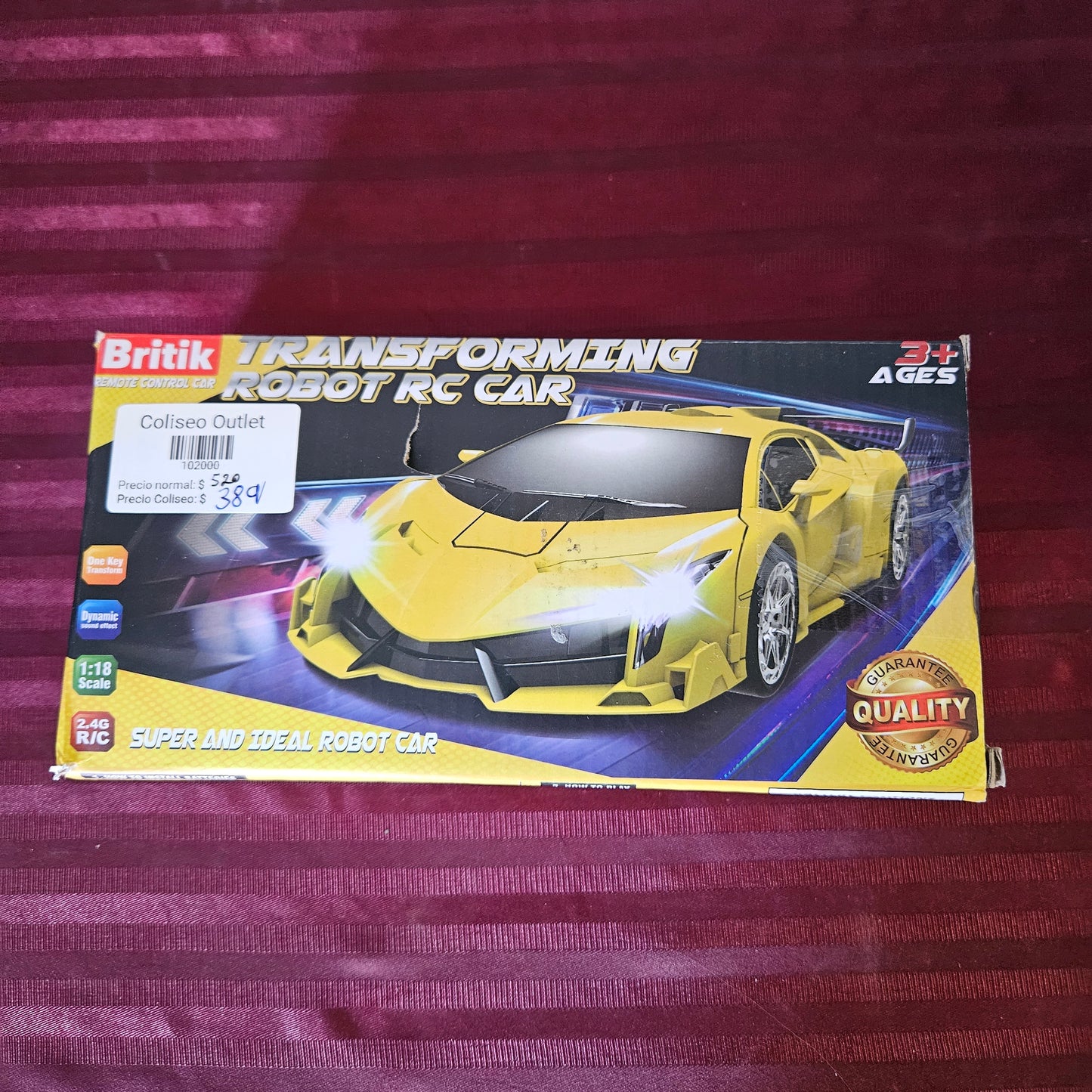 Carro transformer control remoto escala 1:18 - Britik (Nuevo, caja abierta)