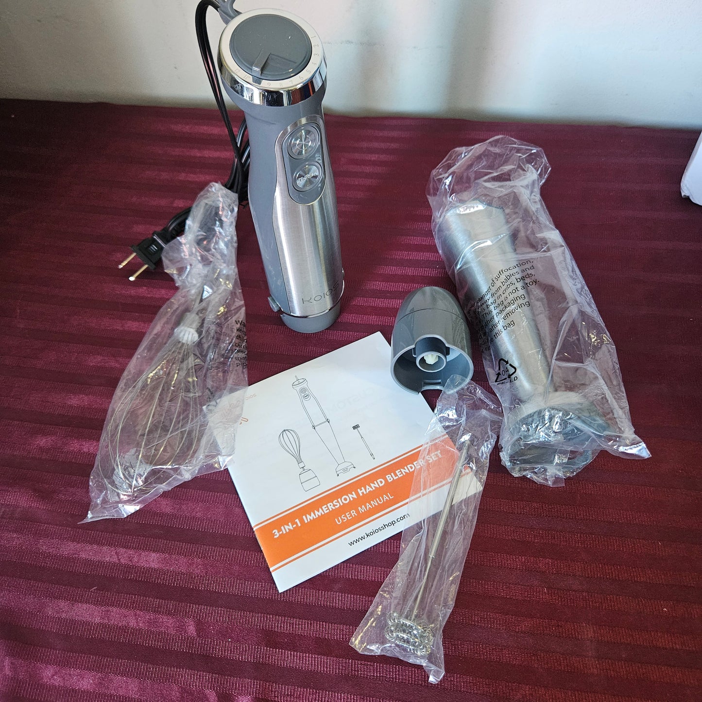 Batidora de mano de inmersión 3 en 1 de acero inoxidable - KOIOS (Nuevo, caja abierta)