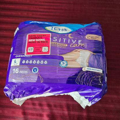 Pañales para mujer nocturno 16 piezas talla L - TENA (Nuevo)