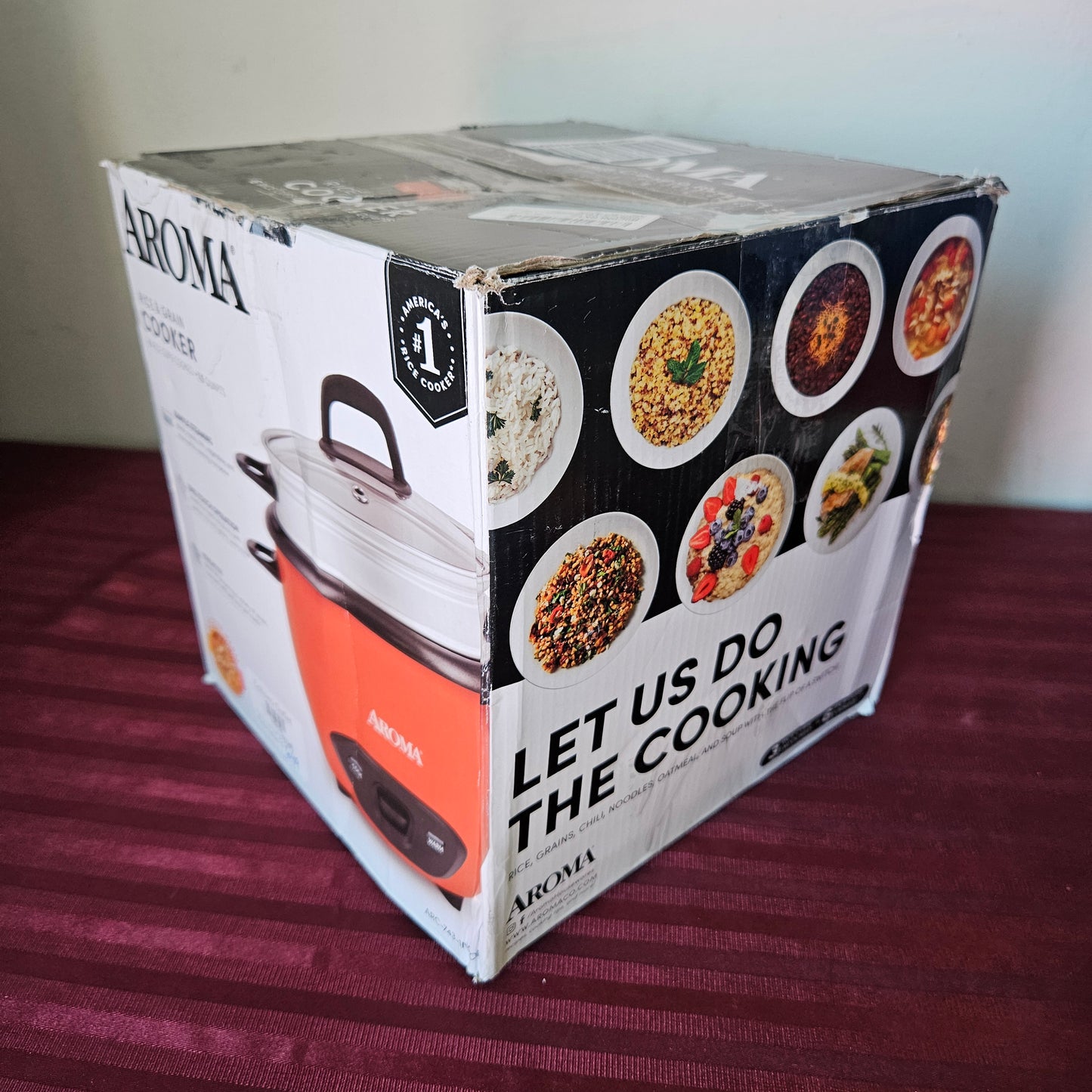 Arrocera y vaporera color naranja de 6 tazas de arroz cocido - Aroma (Nuevo, caja abierta)