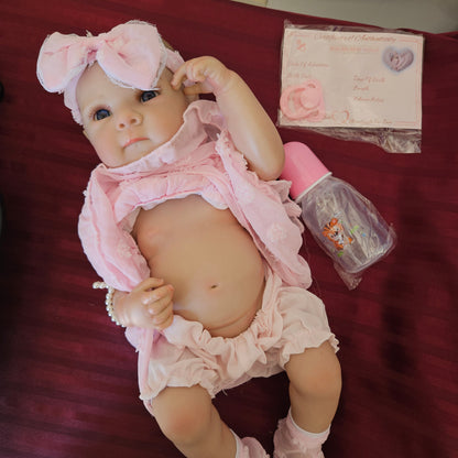 Bebé Reborn niña ojos abiertos cuerpo completo de vinilo siliconado (Nuevo)
