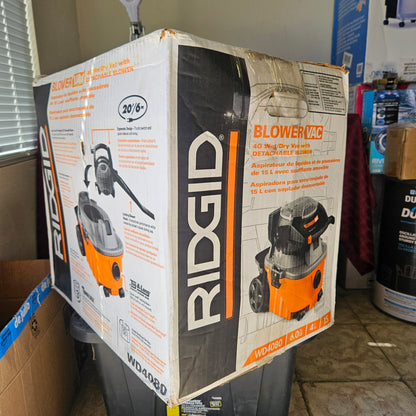 Aspiradora y sopladora (2 en 1) para seco/mojado 6 HP de 15 litros - Ridgid (Nuevo, caja abierta)