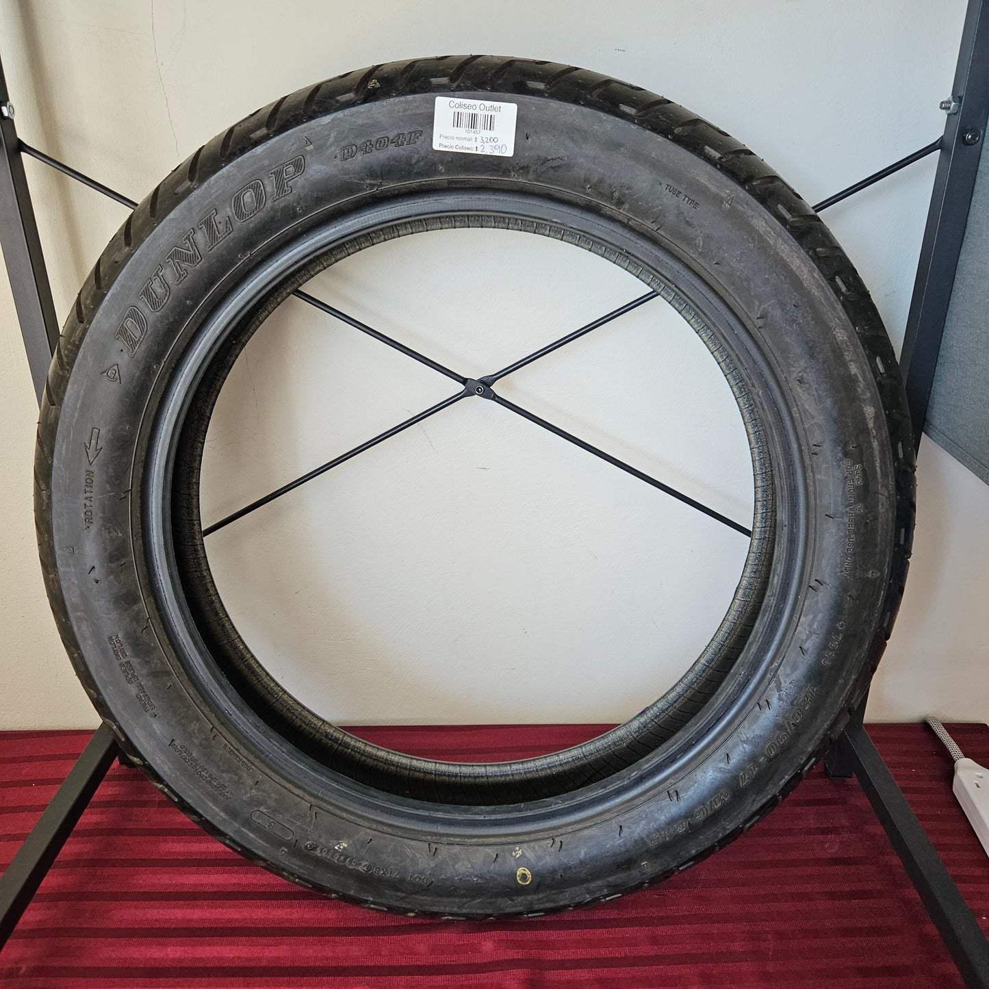 Llanta delantera para motocicleta 120/90/17 - Dunlop D404F (Nuevo)