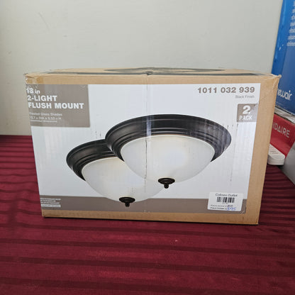 Paquete de 2 lámparas de techo de 2 luces 13" color negro - (Nuevo, caja abierta)