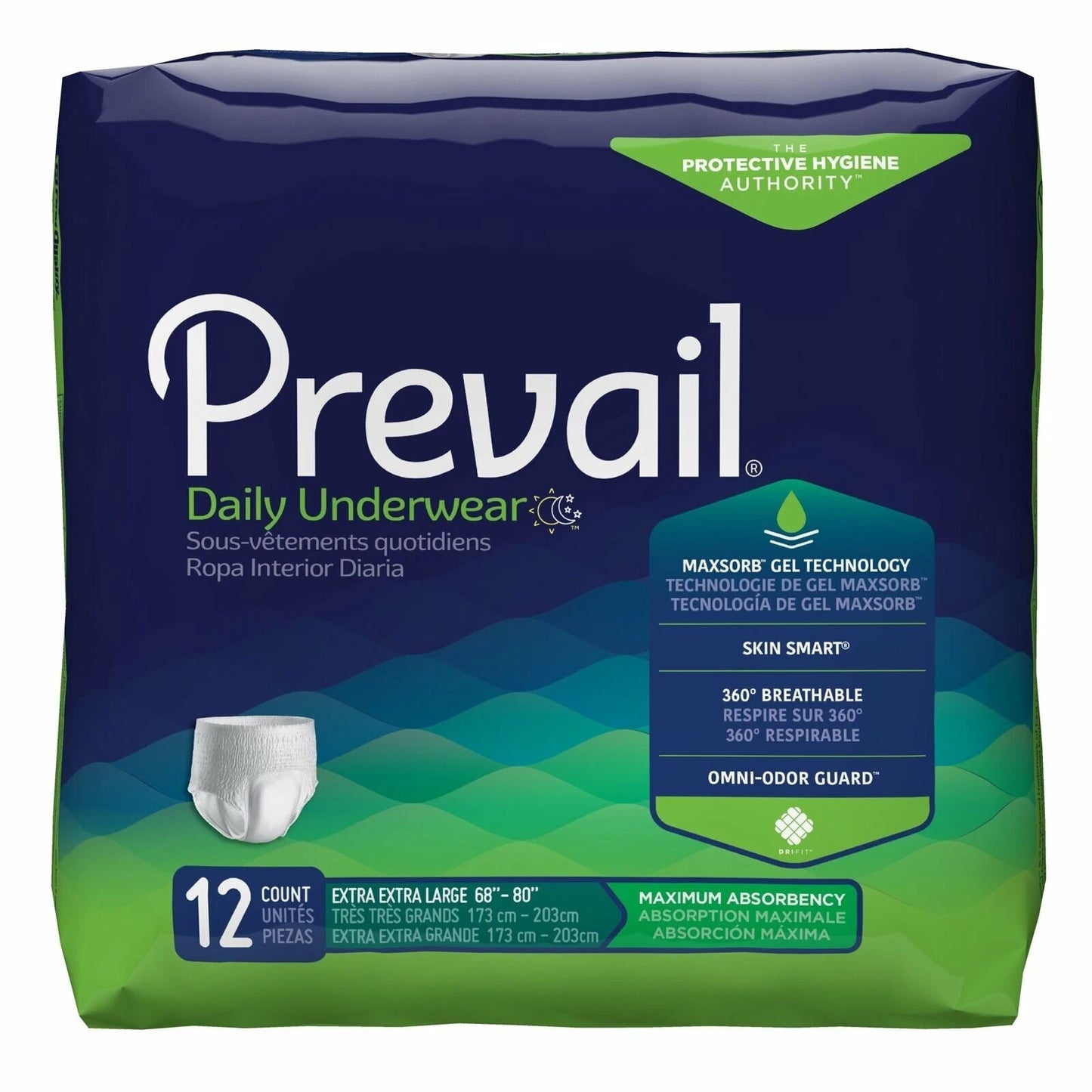 Pañales para adulto de absorción máxima 12 piezas talla 2XL - Prevail (Nuevo)
